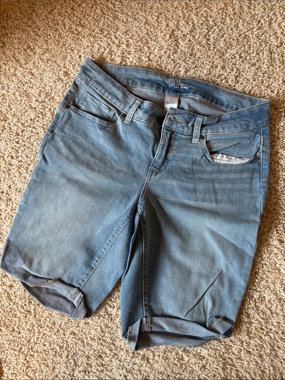 Time and Tru Light Blue Denim Boyfriend Bermuda Shorts